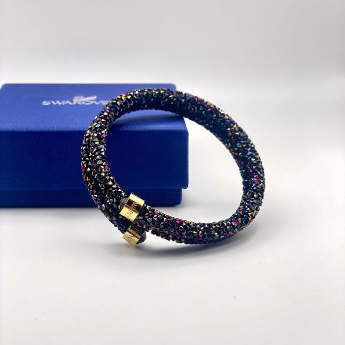 Bransoletka Swarovski Crystaldust - czarna z kolorowymi refleksami