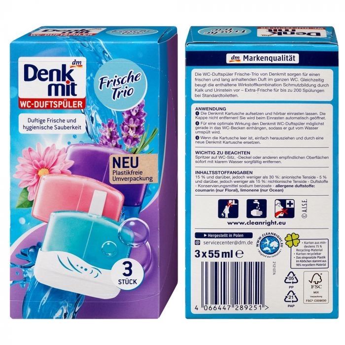 Освіжувач для унітазу Denkmit WC Duftspuler Fruity Trio/Frische Trio