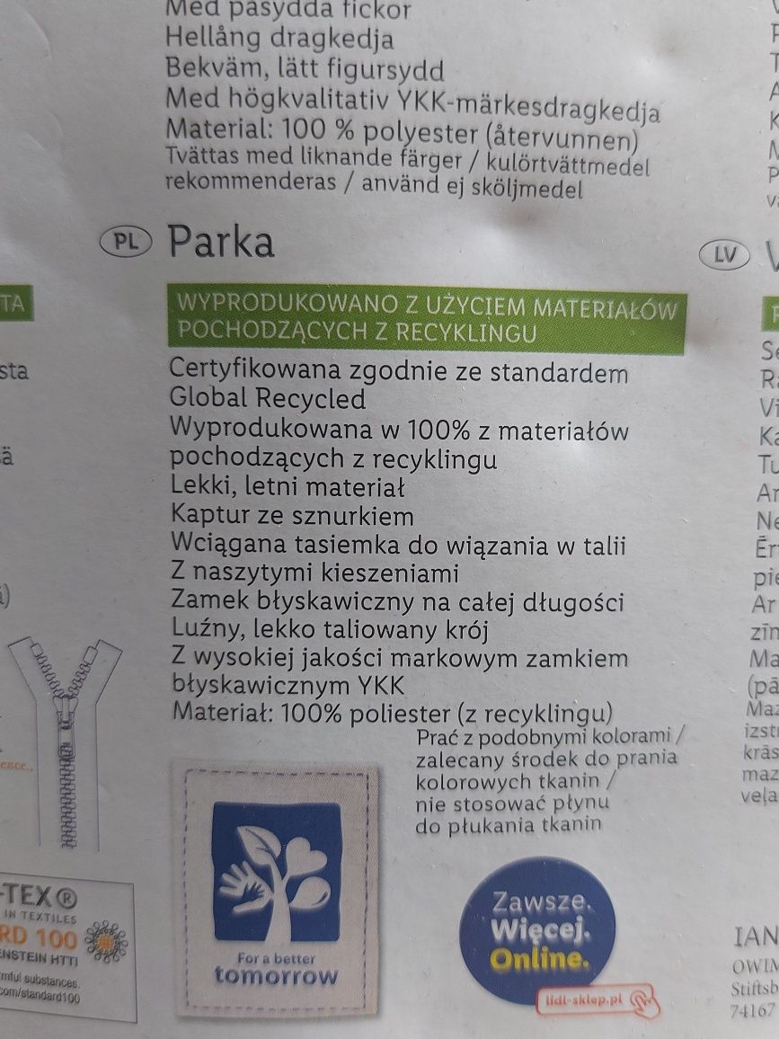 Kurtka płaszcz Parka damska taliowana Esmara M 38 wiosenna przejściowa