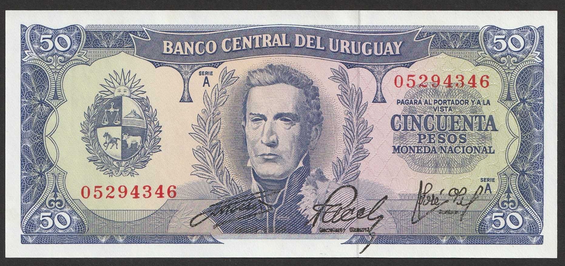 Urugwaj 50 pesos 1967 - Artigas - stan bankowy UNC