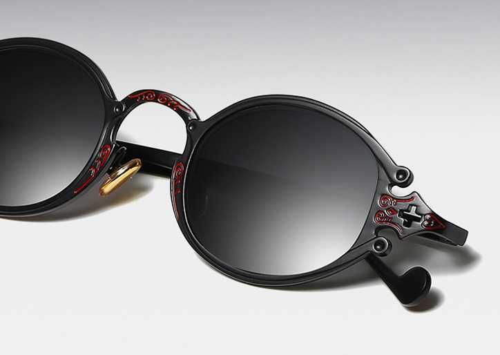 Okulary przeciwsłoneczne owalne gotyckie steampunk retro - LIZARD.