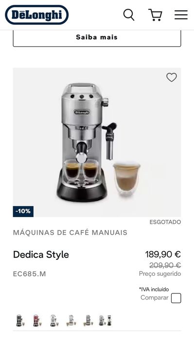 Máquina café delonghi dedica style