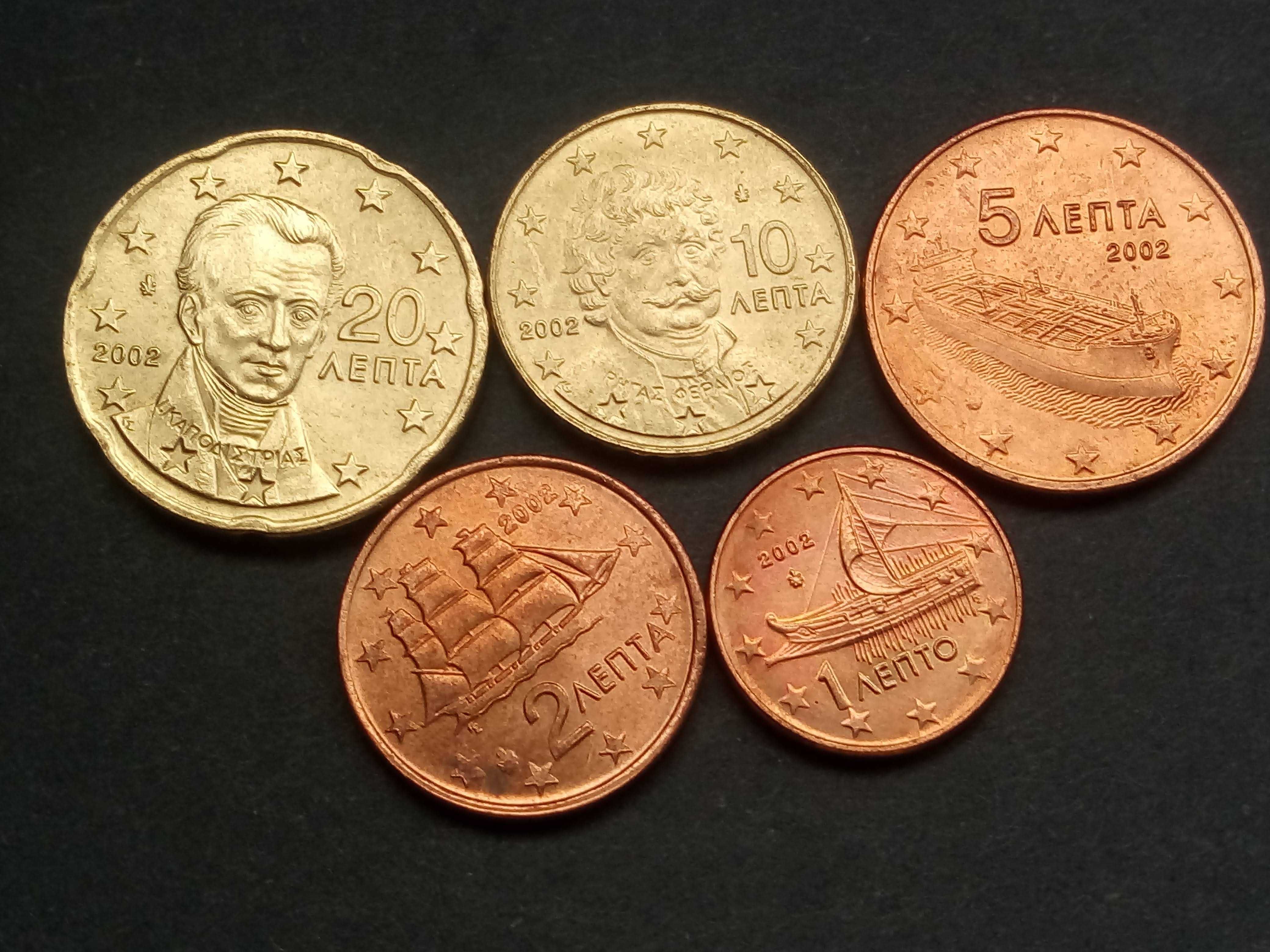 coleçâ total de 8 moedas de Euros 2002 da Grécia novo preço dificil