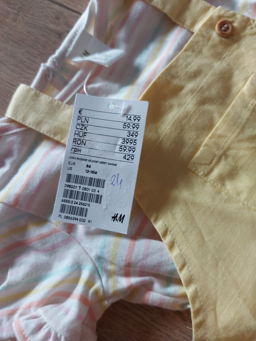 Nowy komplet 86 sukienka ogrodniczka bluzka H&M