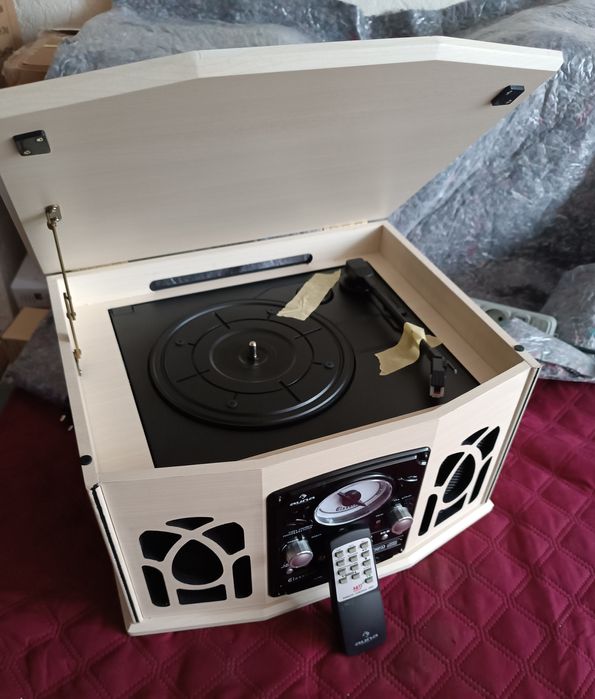 Програвач вінілу Auna NR-620, CD, USB, FM, касета, чорний
