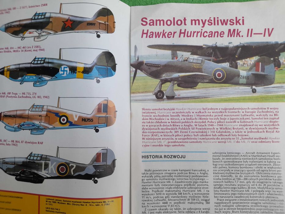 TBiU samolot szkolno-treningowy UT-2 i samolot myśliwski Hurricane