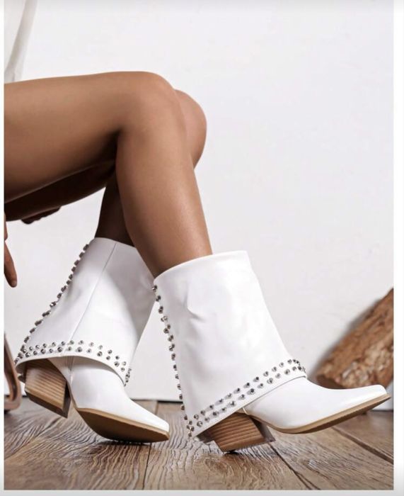 Kowbojki biale botki kozaki kròtkie roz. 38