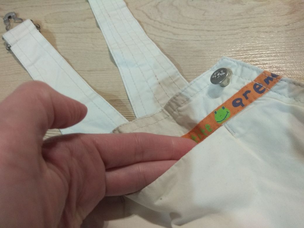 Letnie śliczne ogrodniczki 80 cm, kolor śmietankowy