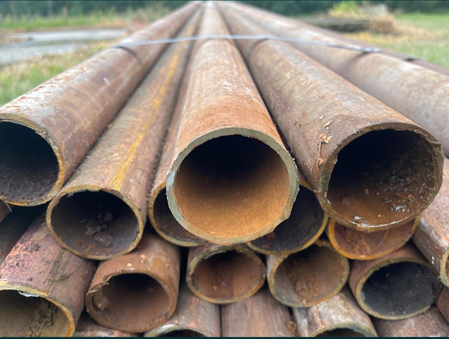 Rura stalowa fi 60, długość 6,5m, wygrodzenie, słupki