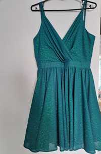 Sukienka zielona M 38 błyszcząca