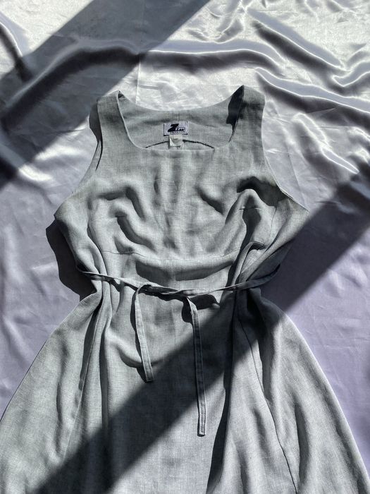 Szara sukienka z wiązaniem w pasie ciążowa M 38 basic zim