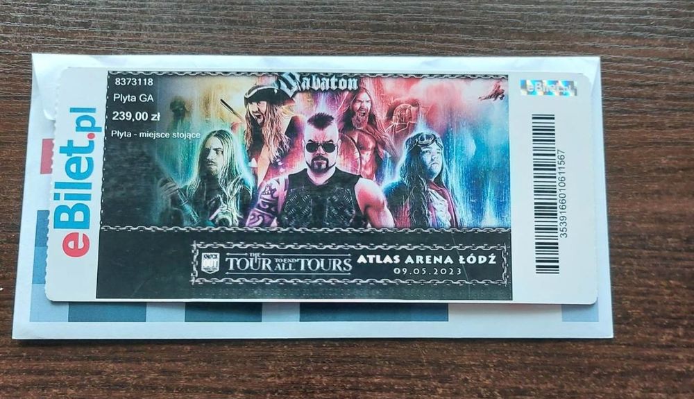 Bilet na koncert Sabaton 9.05 Łódź, TANIEJ NIŻ KUPIONE