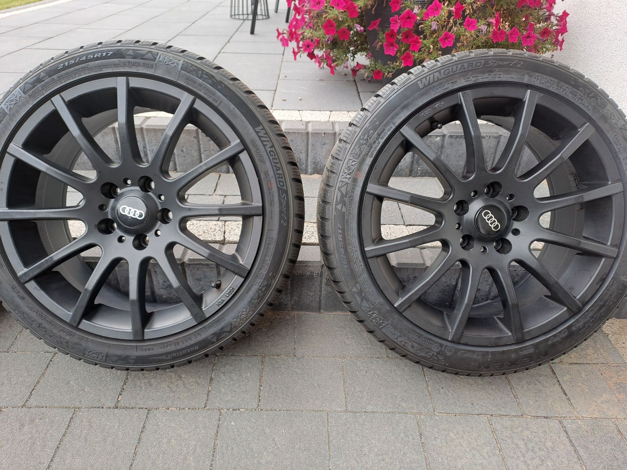5x112 17,  roczne opony, alu, vw golf, audi, czarne