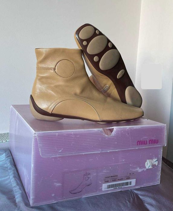 Нові вінтажні Miu Miu шкіряні італійські напівчеревики Calzature Donna