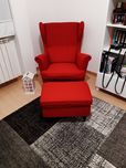 STRANDMON Poltrona e repousa-pés, vermelho IKEA
