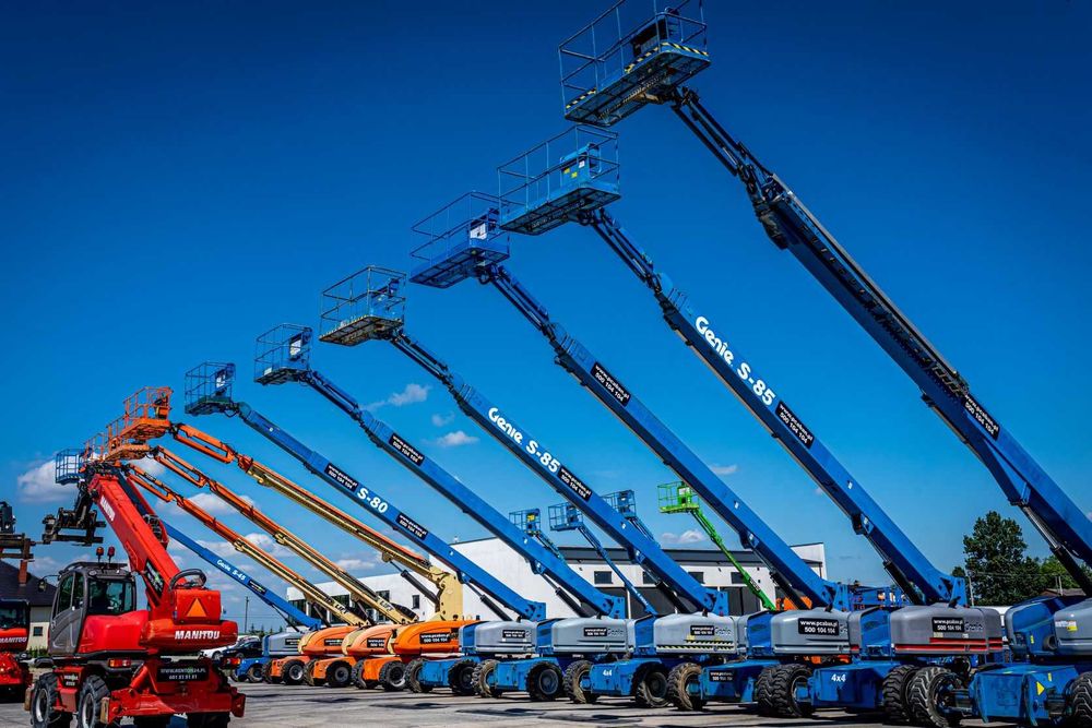 Wynajem podnośników, podestów ruchomych, zwyżek Genie, JLG, Manitou