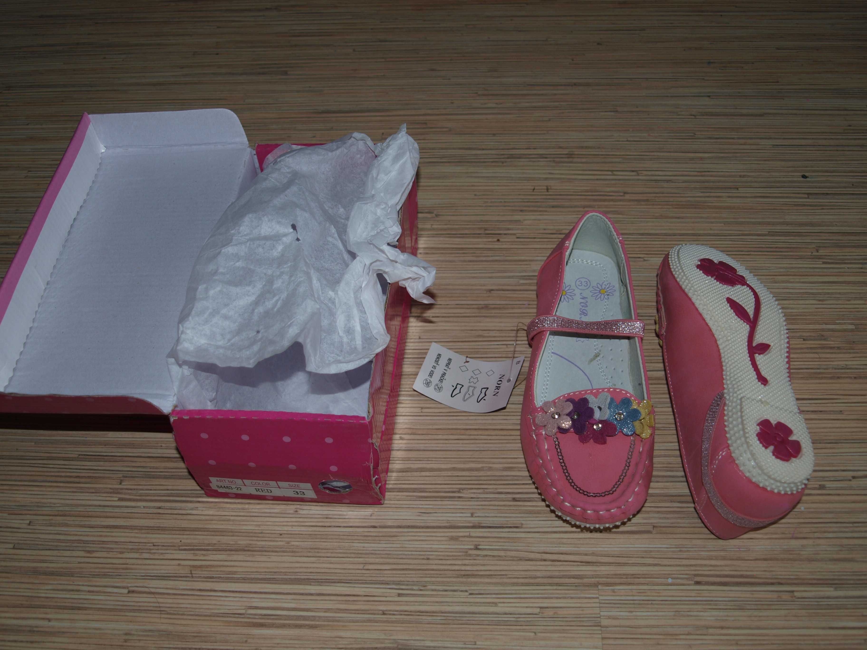 Buty mokasynki baletki różowe dla dziewczynki r.33 nowe!!!