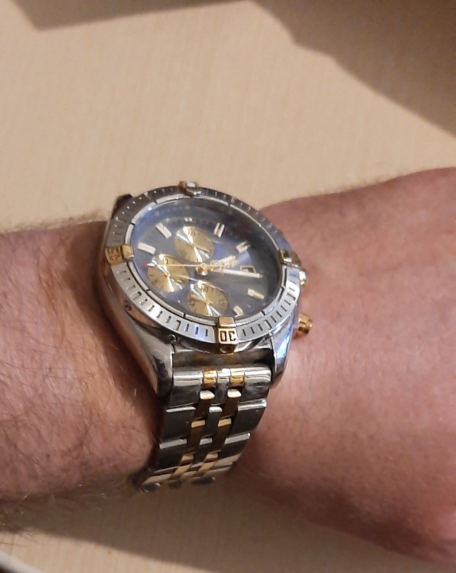 Кварцевые мужские часы Breitling Chronomat Blue Gold AAA