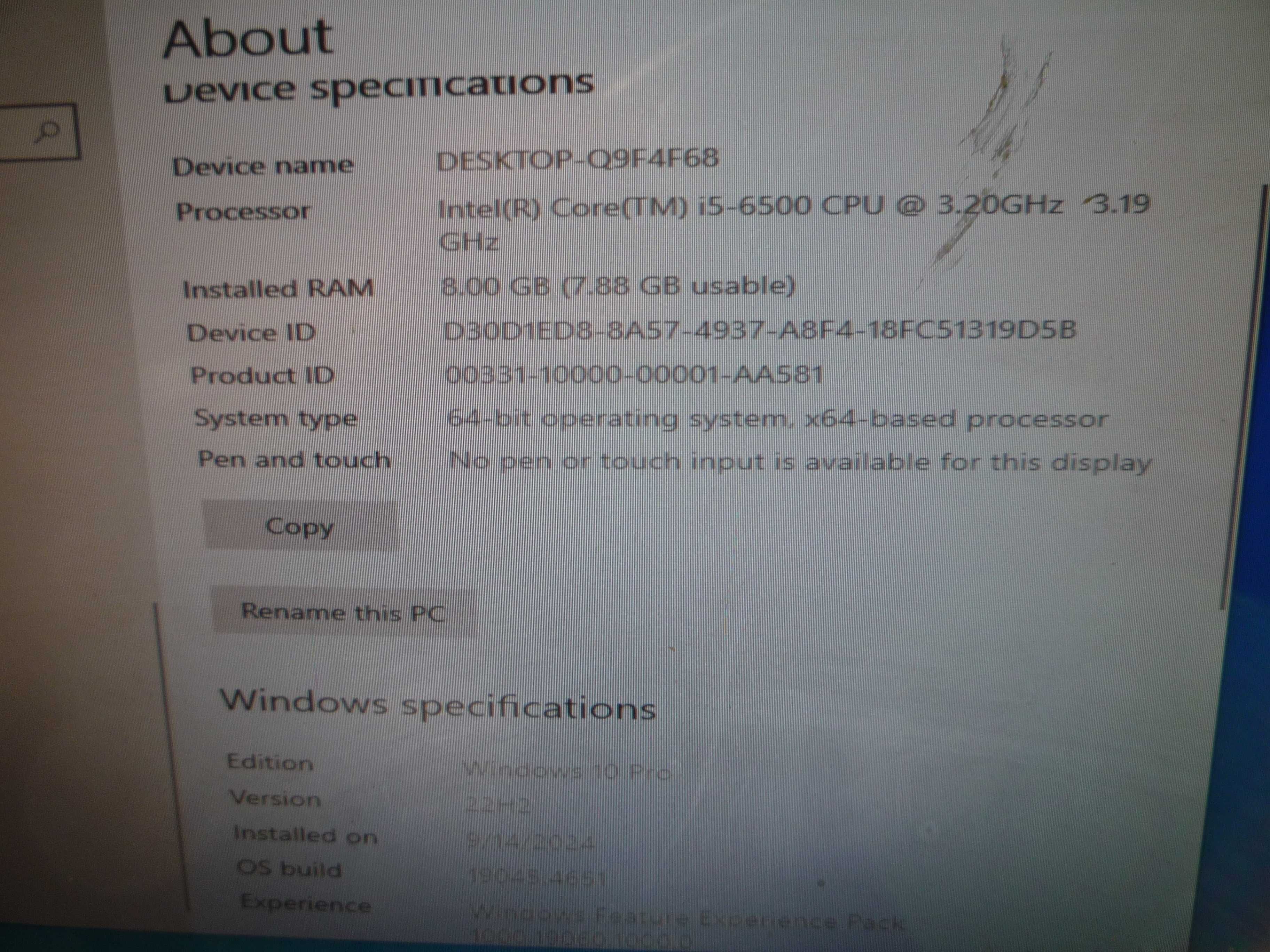 HP ELITEDESK 800 G3  i5 6Gen 8GB 500GB W10P