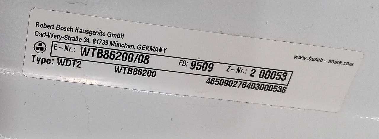 Сушильна машина бош (Bosch WTB86200)конденсаційна Ємність	8 кг