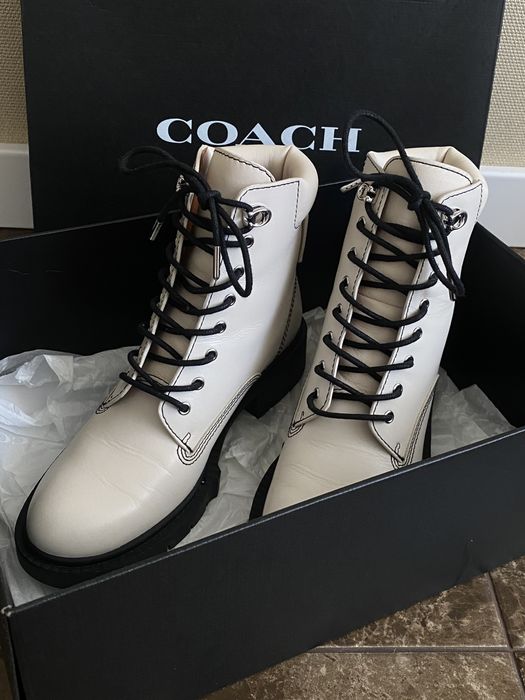 Черевики ботінки ботинки молочного кольору шкіряні coach 100% оригінал
