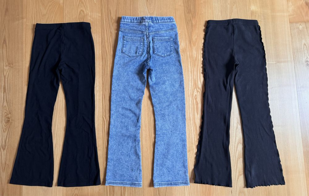 3x spodnie „dzwony” 128cm