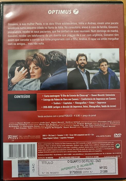DVD O Quarto do Filho, de Nanni Moretti