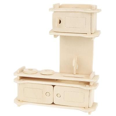 Zestaw mebelków drewnianych dla lalek 34 el