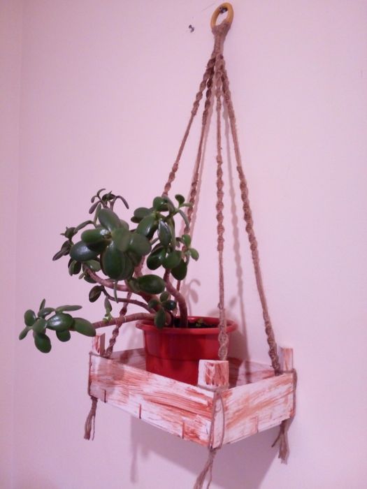 Caixa prateleira suporte em macramé