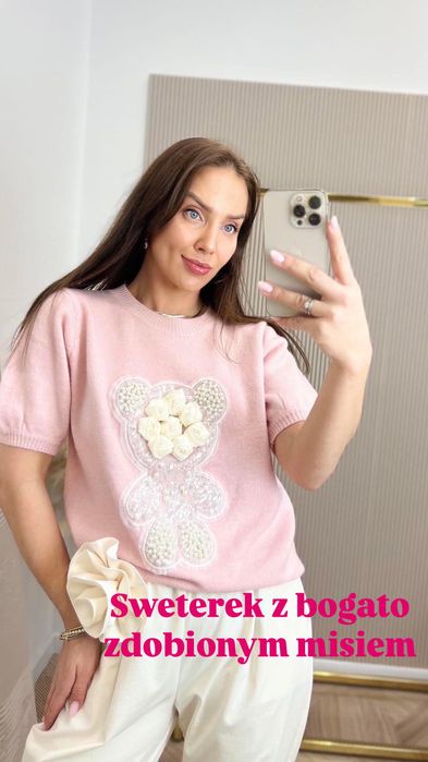 Sweter z misiem kryształy