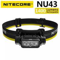 Налобный фонарь Nitecore NU43 1400 лм, Красный свет,зарядка за 2 часа.