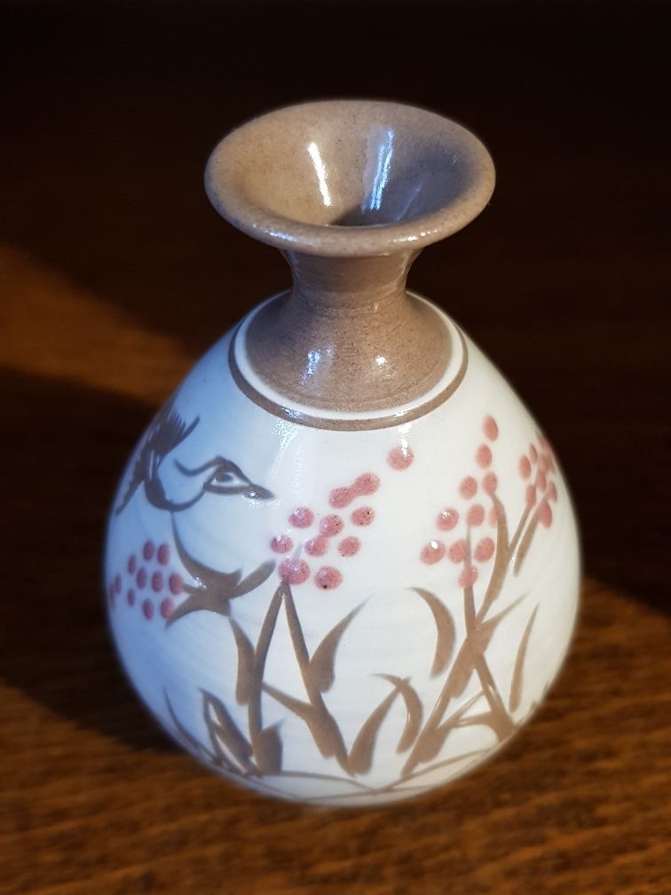Japońska mini ceramika dzbanuszek ceramiczny ręcznie malowany wazonik
