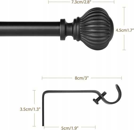 Wysuwany przedłuzany karnisz do zasłon 122-218 cm 16mm z kulkową dynią