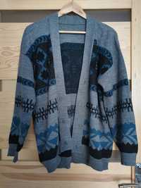 Sweter wzory azteckie vintage PRL