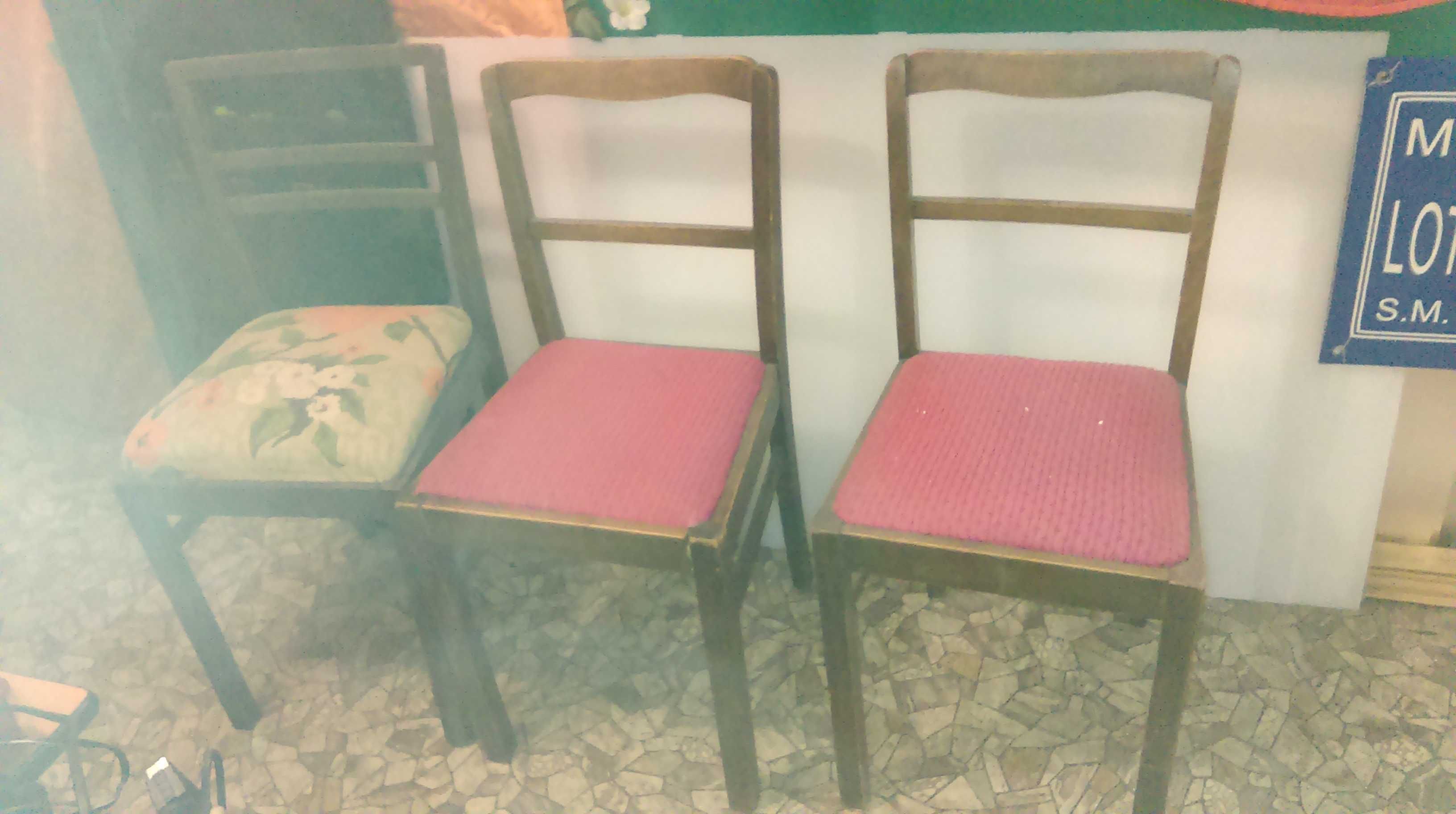 antyk komplet 7 krzeseł z PRL lata 50 drewniane