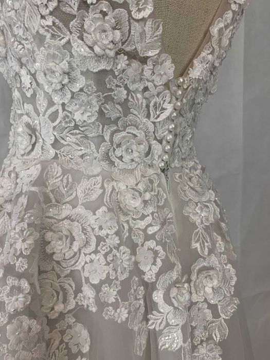 Nowa suknia ślubna 38/40 M/L boho-luxe hafty Princessa szampańska biel