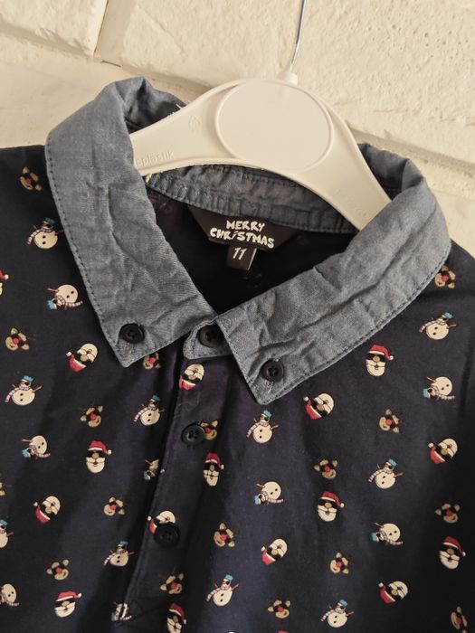 Koszulka polo granatowa wzór święta gwiazdka  Merry Christmas 11 lat