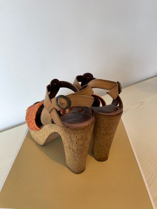 Sandálias em pele da seaside bege/laranja - tamanho 37