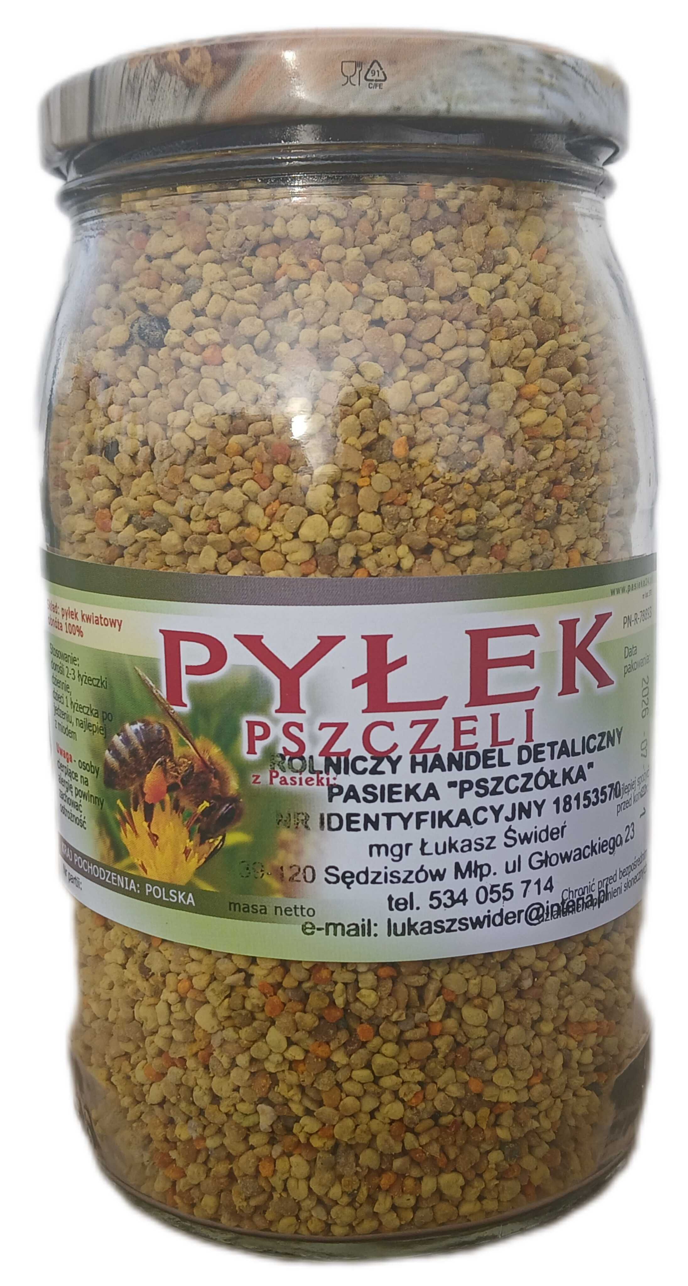 Pyłek kwiatowy pszczeli - duży słoik 900 ml.