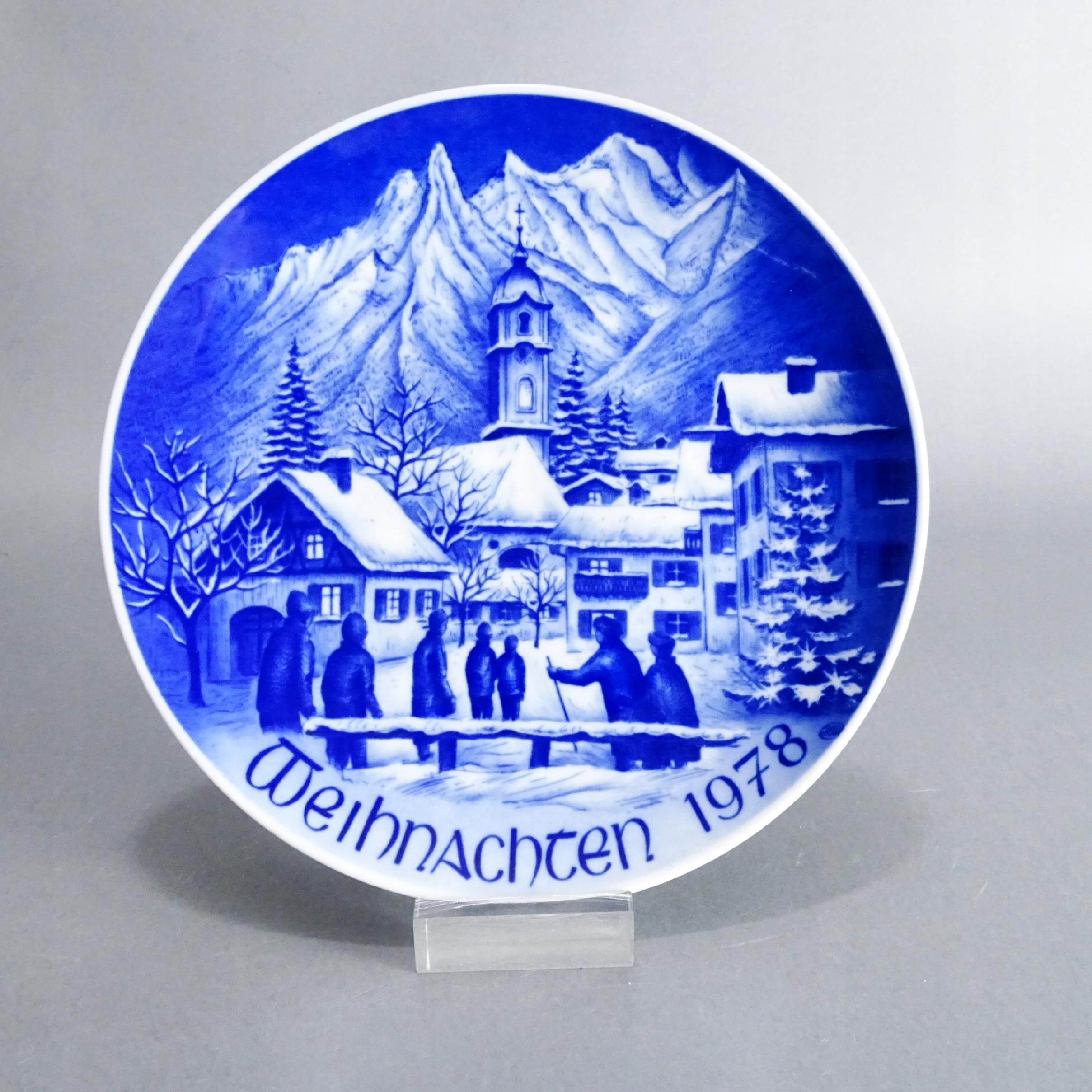 naścienny talerz porcelanowy 1978 r boże narodzenie zima kościół góry