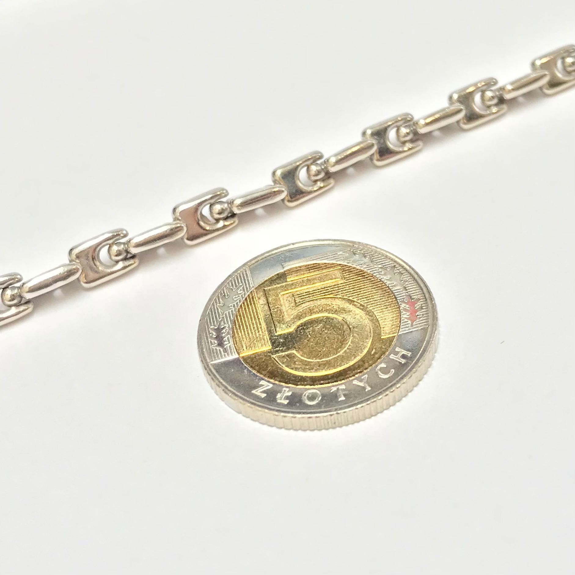 Złoty ŁAŃCUSZEK NASZYJNIK damski 750 18K z BIAŁEGO złota ankier FULKRO