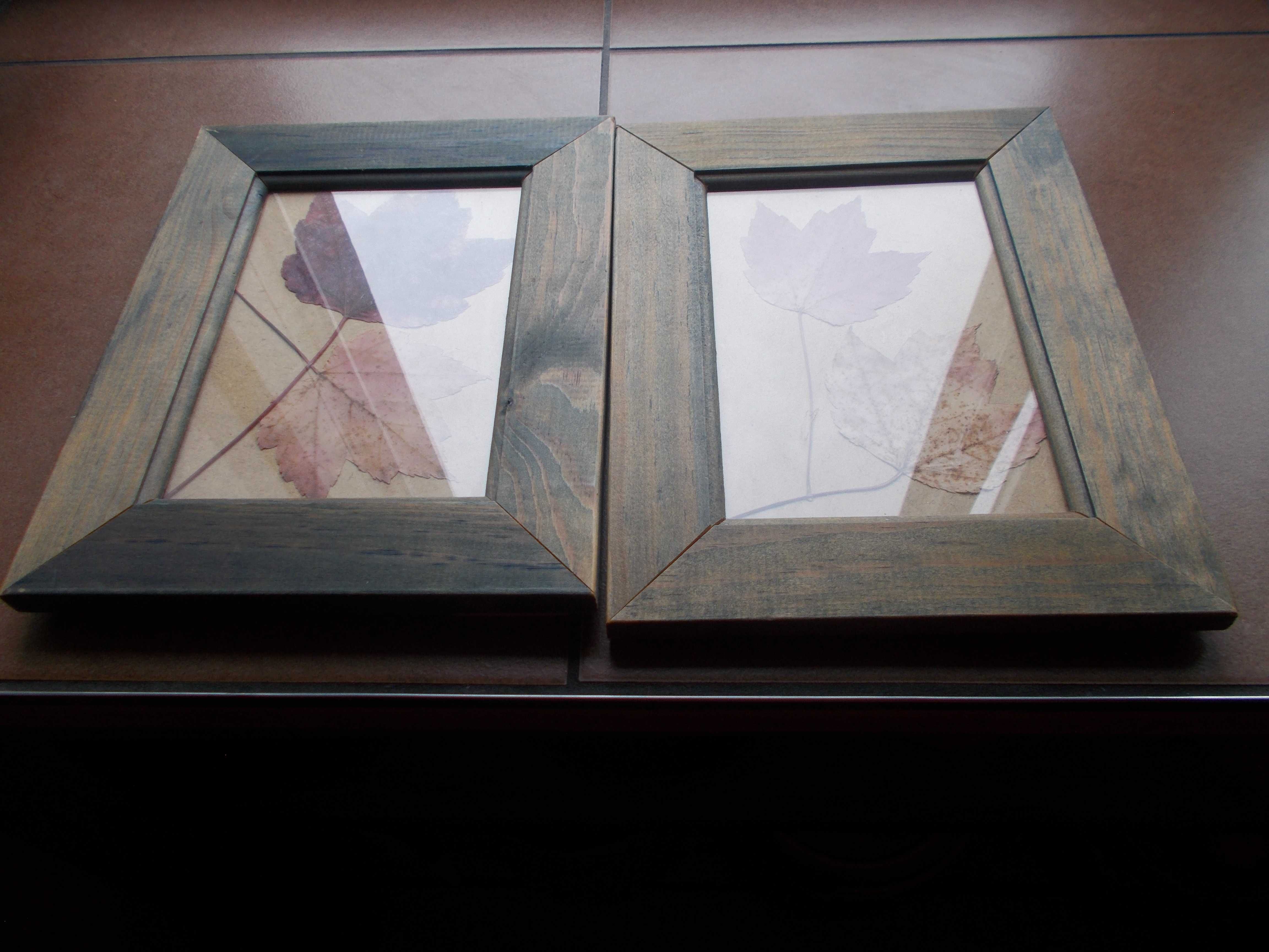Dwie ramki drewniane w stylu rustykalnym