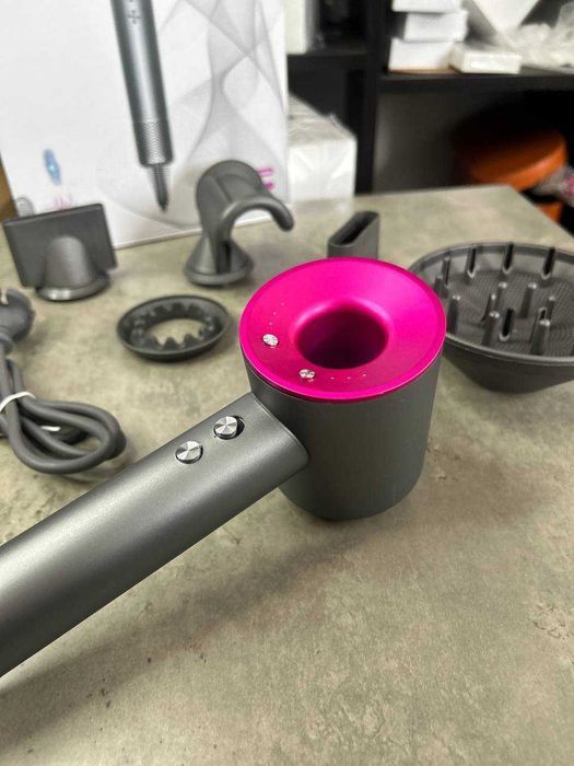 Фен Super Dyson з 5 насадками, елегантний сірий-рожевий