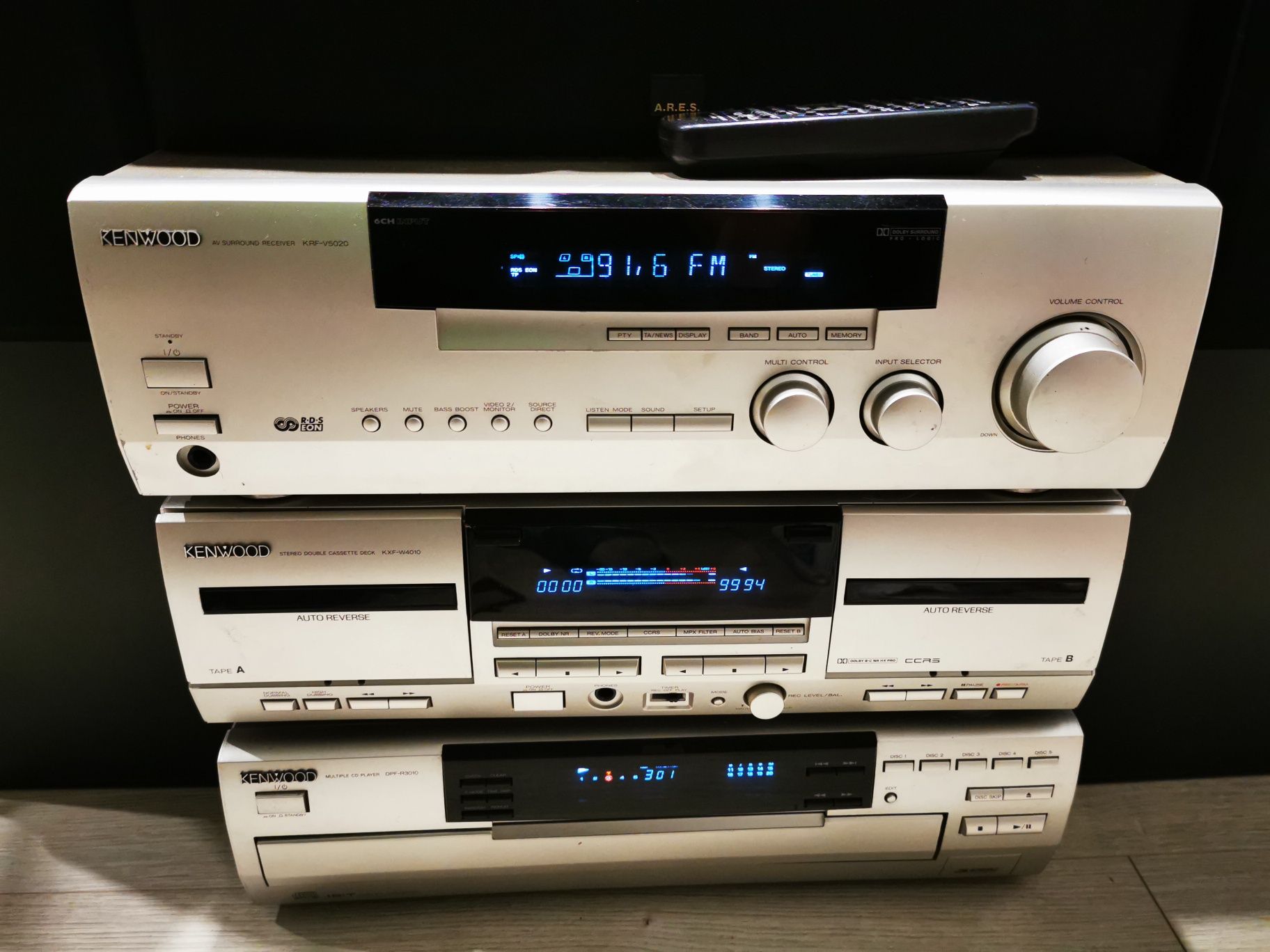 Wieża KENWOOD z kolumnami ARES kino domowe CD tuner kaseta z Niemiec