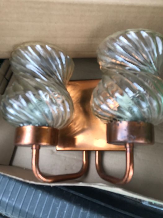 Stary kinkiet mosiężny kinkiet ze szklanymi kloszami Zabrze Elmed