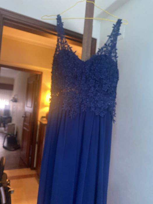 Vestido cerimonia comprido azul