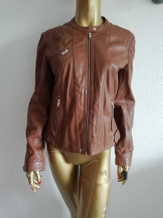 Casaco Cabedal Pele Cordeiro Castanho Naf Naf 42