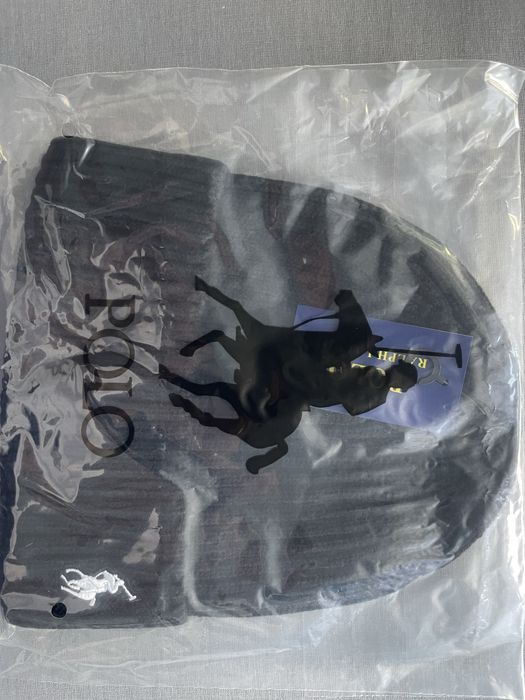 Czarna Ciepła czapka jesienno zimowa Ralph Lauren Polo