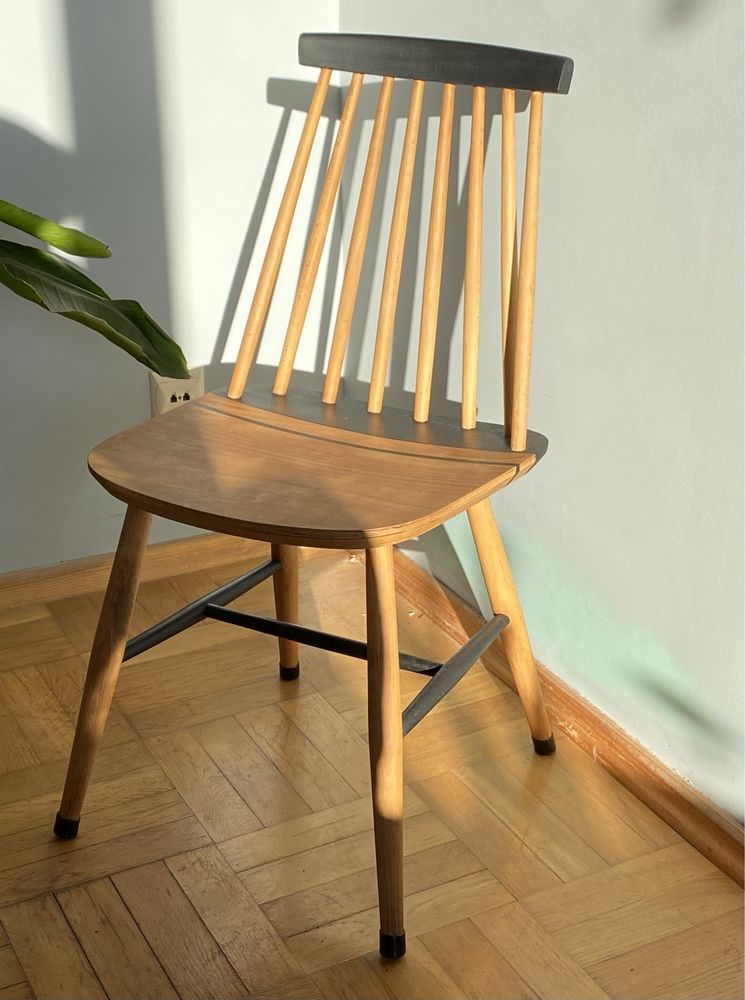 Krzesło drewniane Radomsko bukowe patyczak PRL