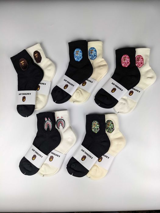 Шкарпетки Bape, носки Bape, носки бейп, шкарпетки бейп, білі, чорні